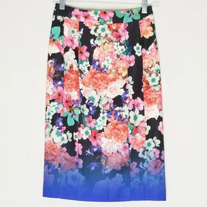 Nanette Lepore Venice Beach Blue Floral Skirt 6